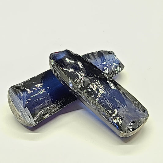 Blue #34 Lab Created Corundum Sapphire Faceting Rough for Gem Cutting - Various Sizes - Split Boule : #BEGIN