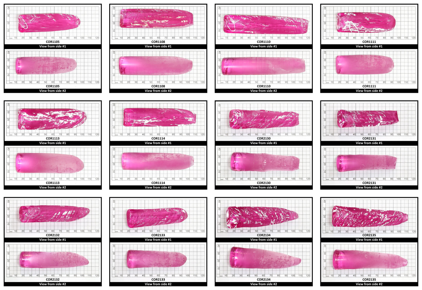 Light Bright Pink #2 Lab Created Corundum Sapphire Faceting Rough for Gem Cutting - Various Sizes - Split Boule
