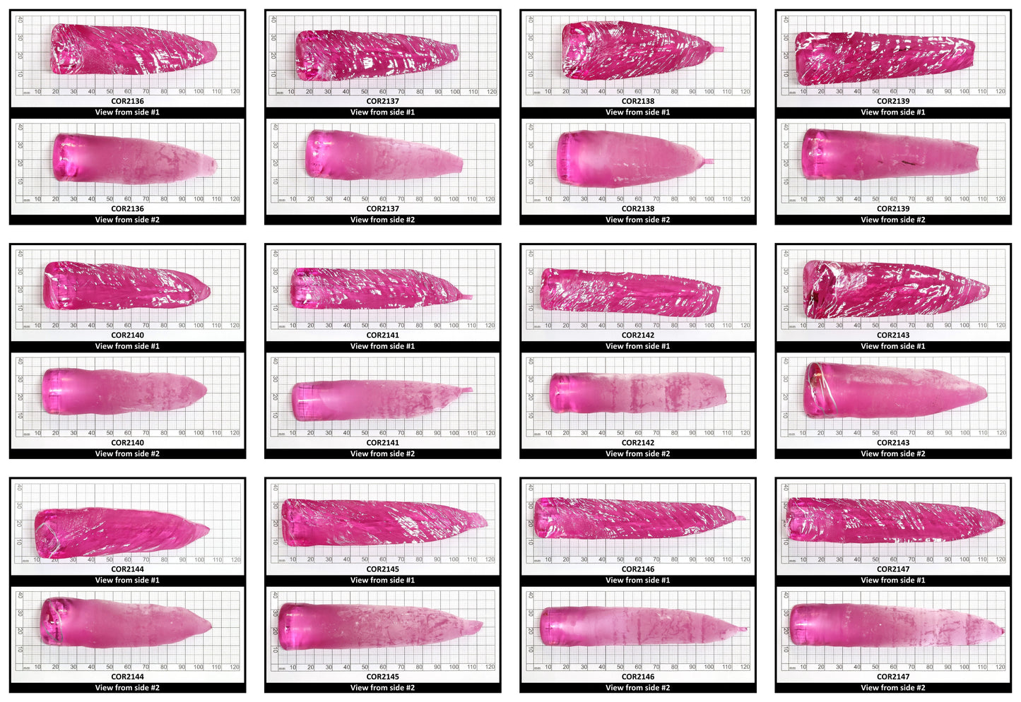Light Bright Pink #2 Lab Created Corundum Sapphire Faceting Rough for Gem Cutting - Various Sizes - Split Boule