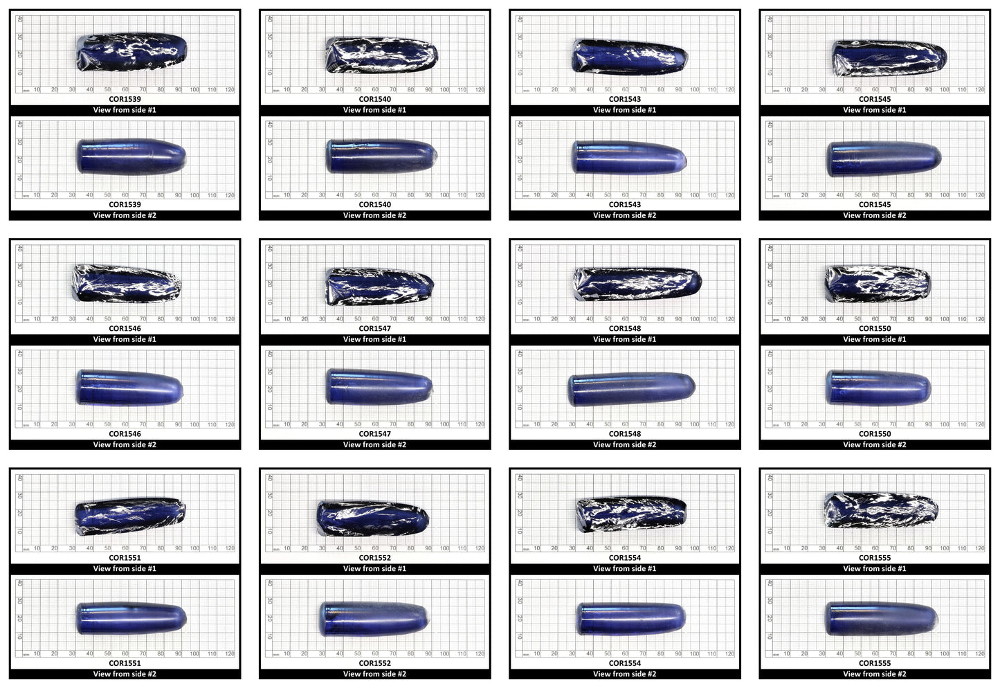 Montana Blue #31 Lab Created Corundum Sapphire Faceting Rough for Gem Cutting - Various Sizes - Split Boule
