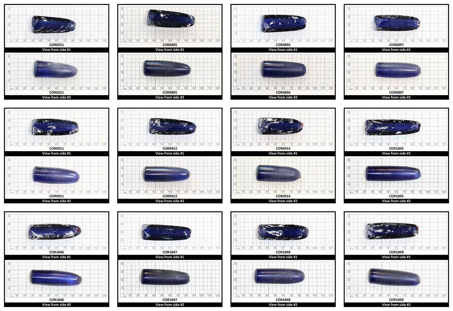 Ceylon Blue #32 Lab Created Corundum Sapphire Faceting Rough for Gem Cutting - Various Sizes - Split Boule
