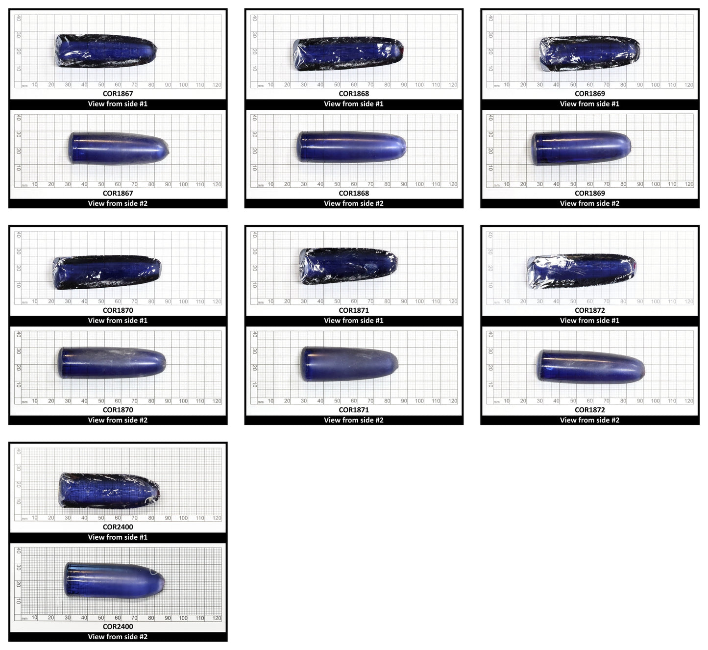 Ceylon Blue #32 Lab Created Corundum Sapphire Faceting Rough for Gem Cutting - Various Sizes - Split Boule