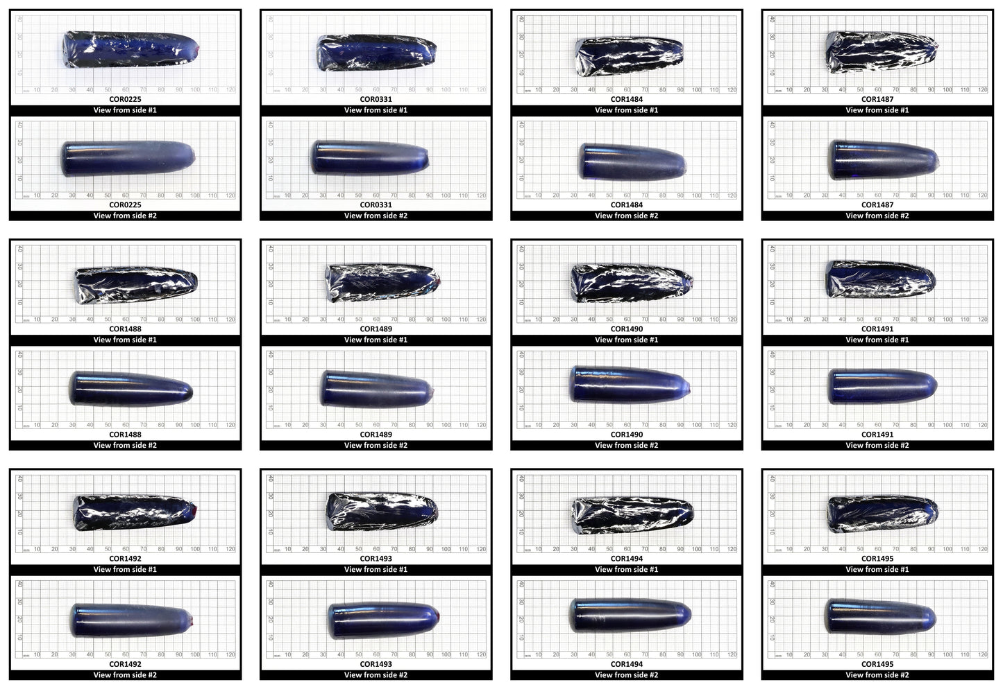 Blue #34 Lab Created Corundum Sapphire Faceting Rough for Gem Cutting - Various Sizes - Split Boule
