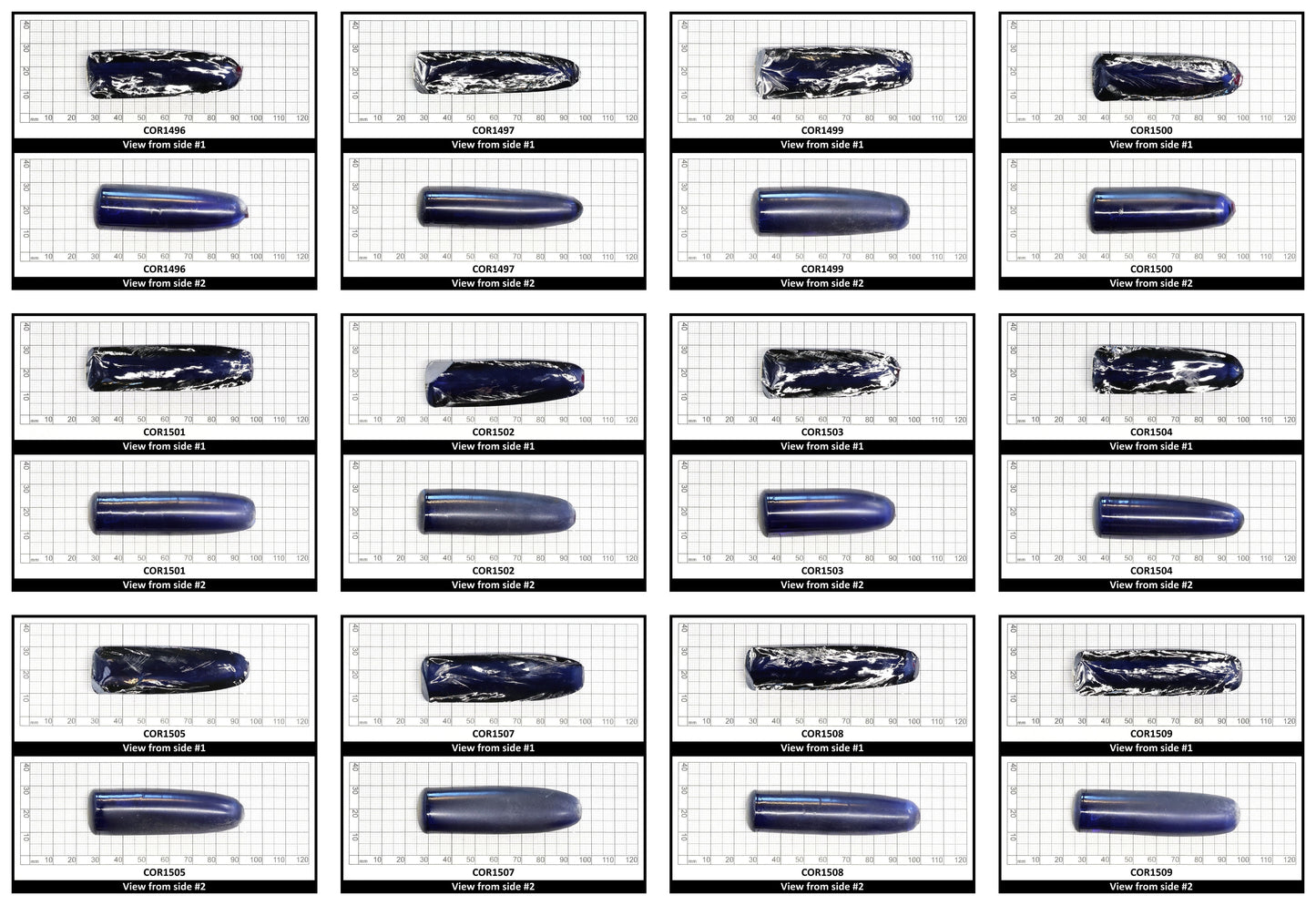 Blue #34 Lab Created Corundum Sapphire Faceting Rough for Gem Cutting - Various Sizes - Split Boule