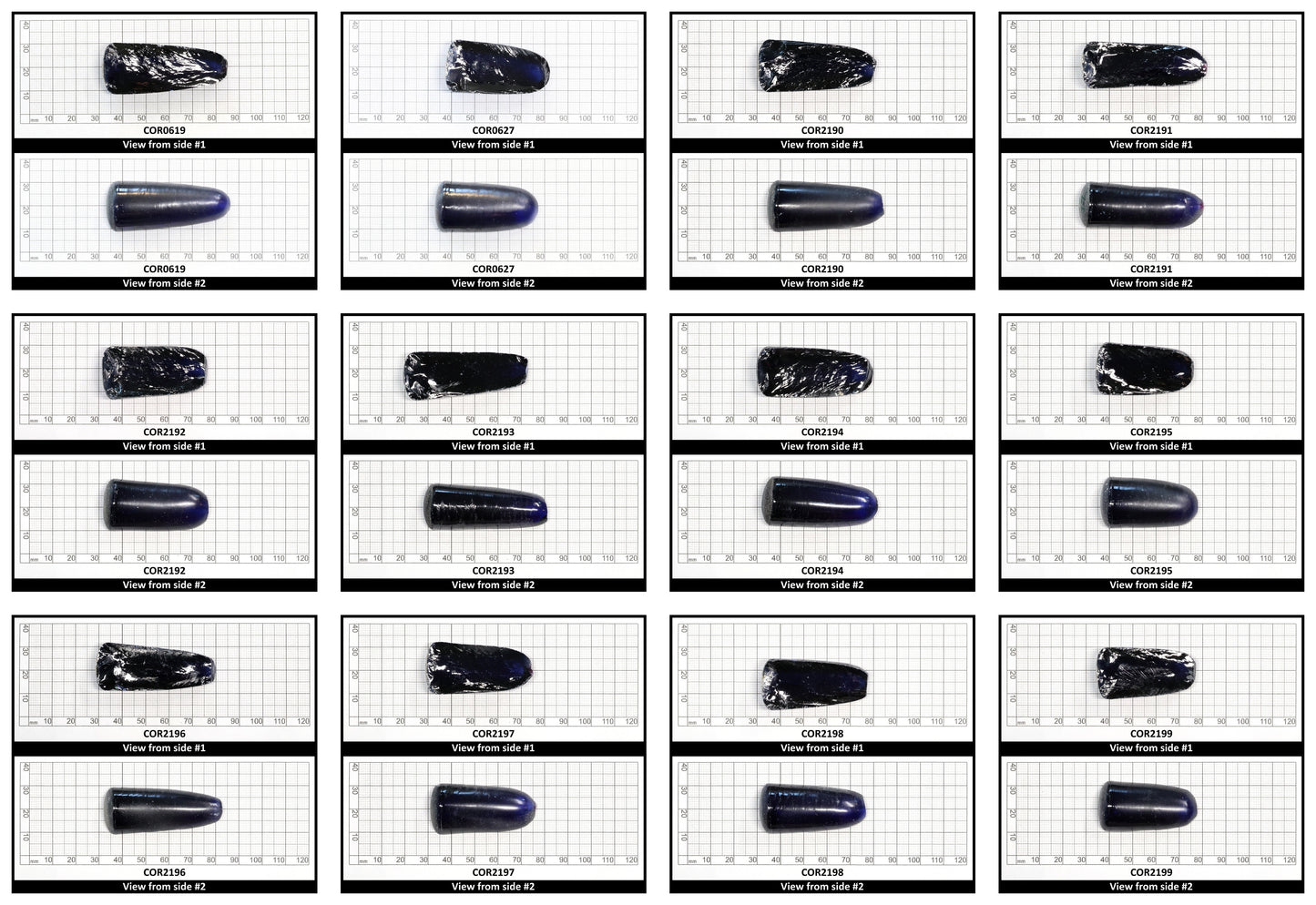 Dark Blue #35 Lab Created Corundum Sapphire Faceting Rough for Gem Cutting - Various Sizes - Split Boule
