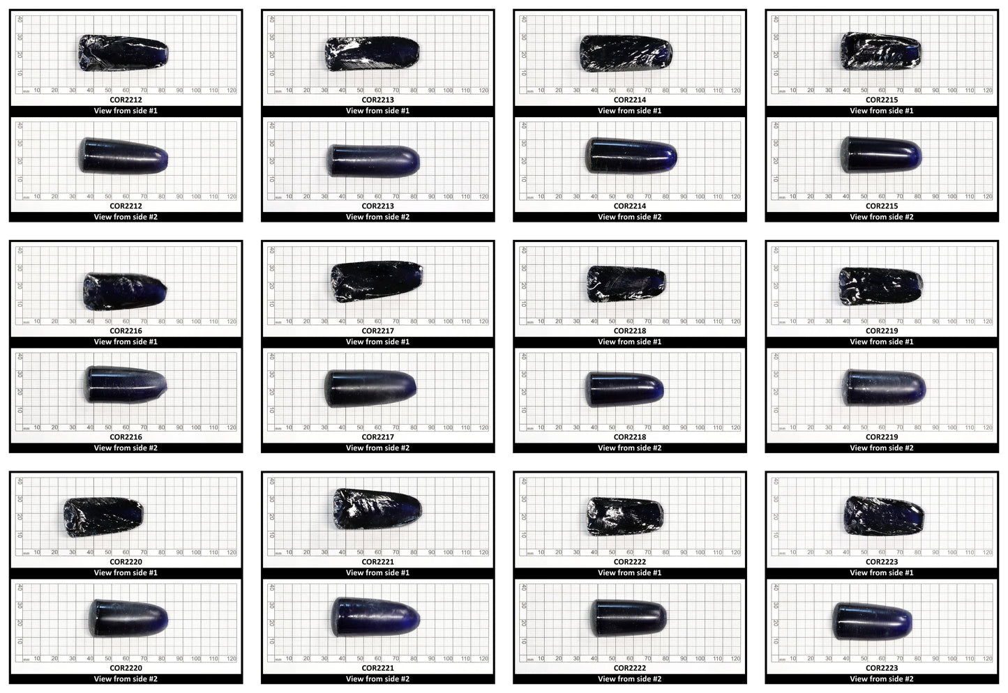Dark Blue #35 Lab Created Corundum Sapphire Faceting Rough for Gem Cutting - Various Sizes - Split Boule