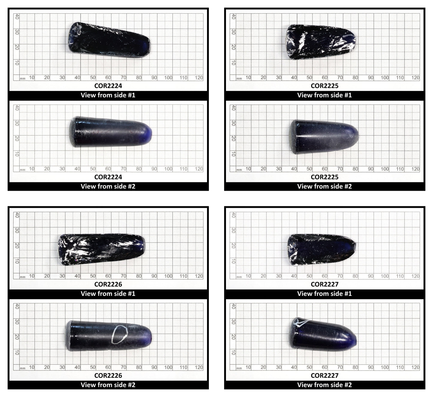 Dark Blue #35 Lab Created Corundum Sapphire Faceting Rough for Gem Cutting - Various Sizes - Split Boule