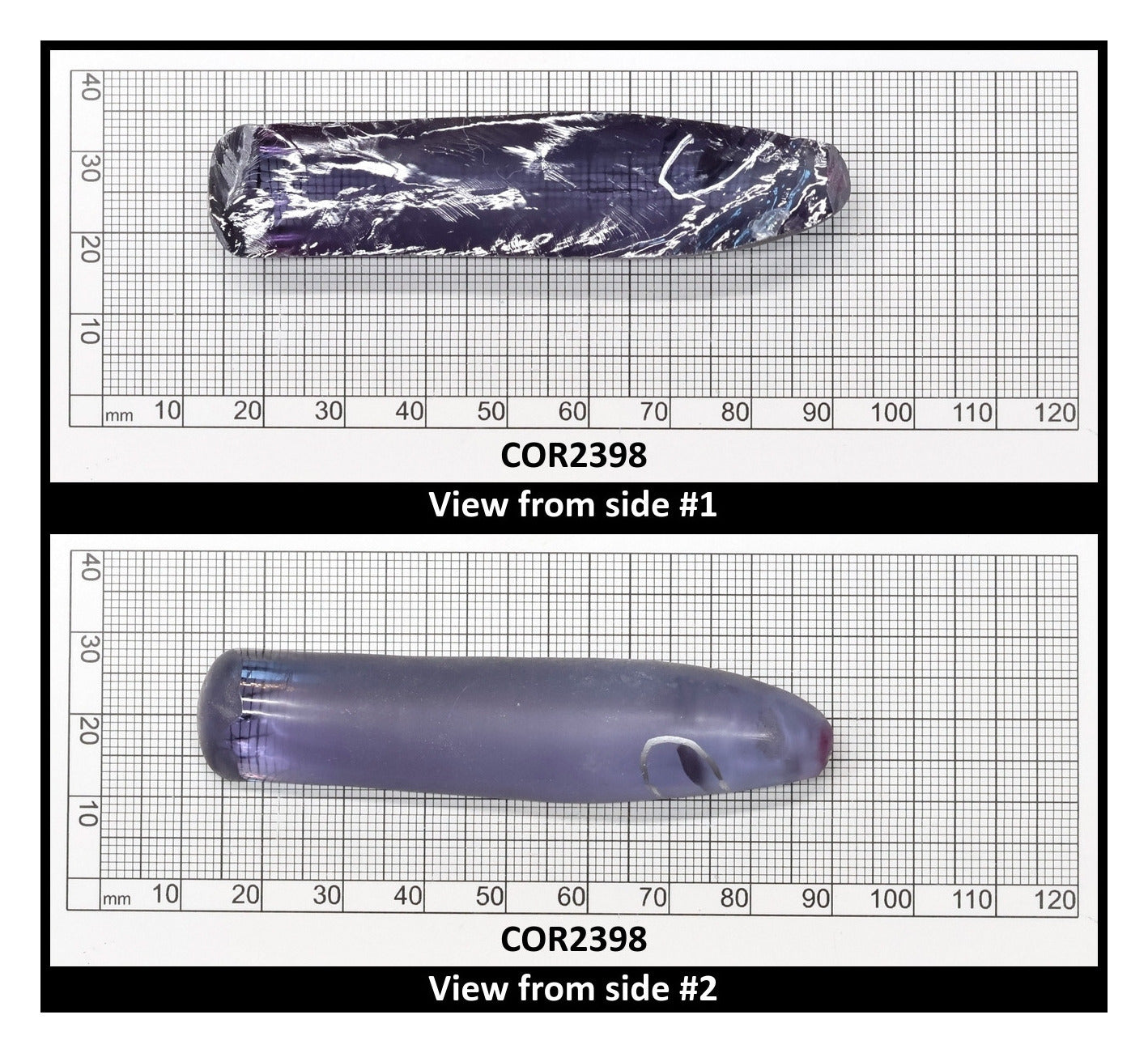 Alexandrite #45 Colored Lab Created Corundum Sapphire Faceting Rough for Gem Cutting - Various Sizes - Split Boule