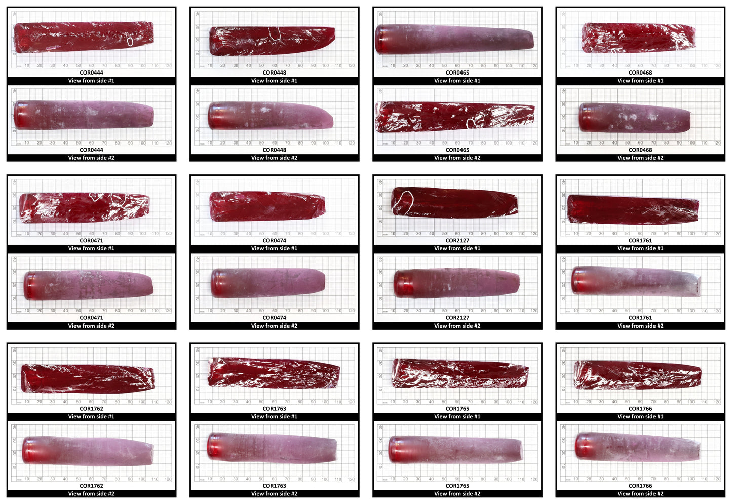 Ruby Red #5 Lab Created Corundum Sapphire Faceting Rough for Gem Cutting - Various Sizes - Split Boule