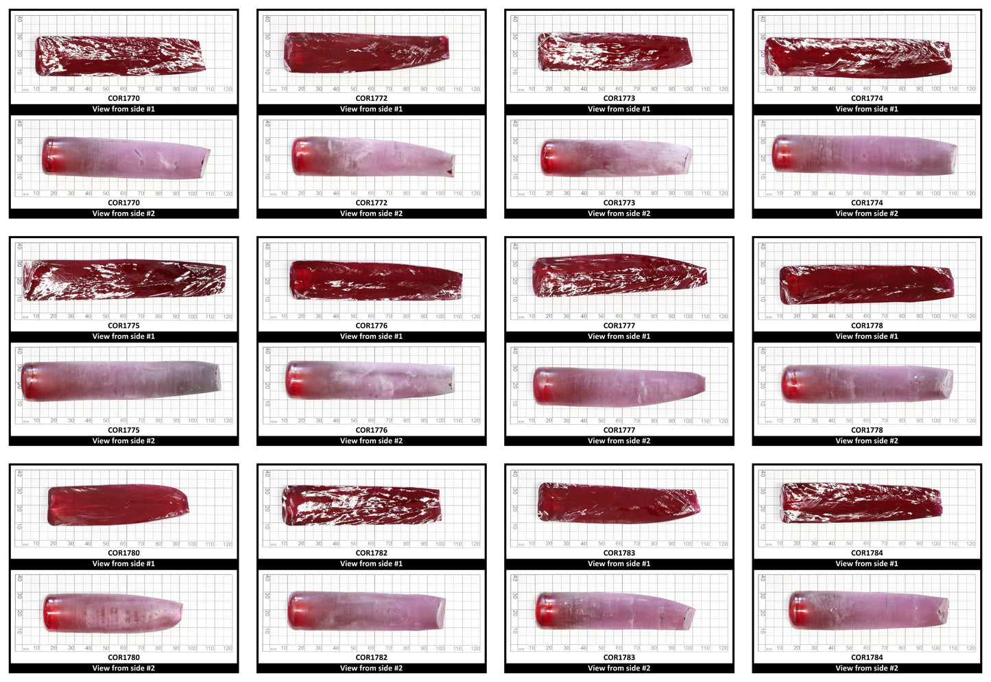 Ruby Red #5 Lab Created Corundum Sapphire Faceting Rough for Gem Cutting - Various Sizes - Split Boule
