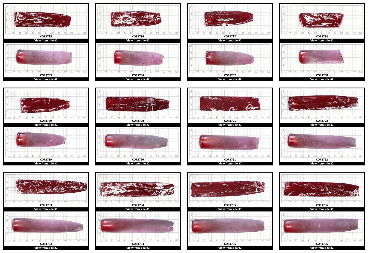 Ruby Red #5 Lab Created Corundum Sapphire Faceting Rough for Gem Cutting - Various Sizes - Split Boule