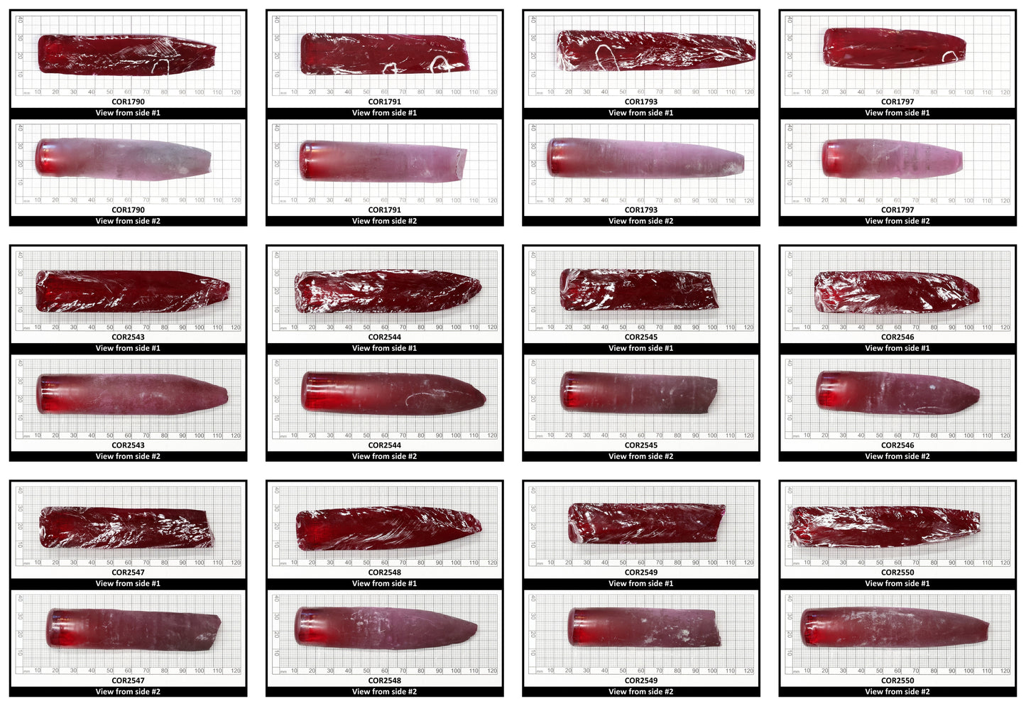 Ruby Red #5 Lab Created Corundum Sapphire Faceting Rough for Gem Cutting - Various Sizes - Split Boule
