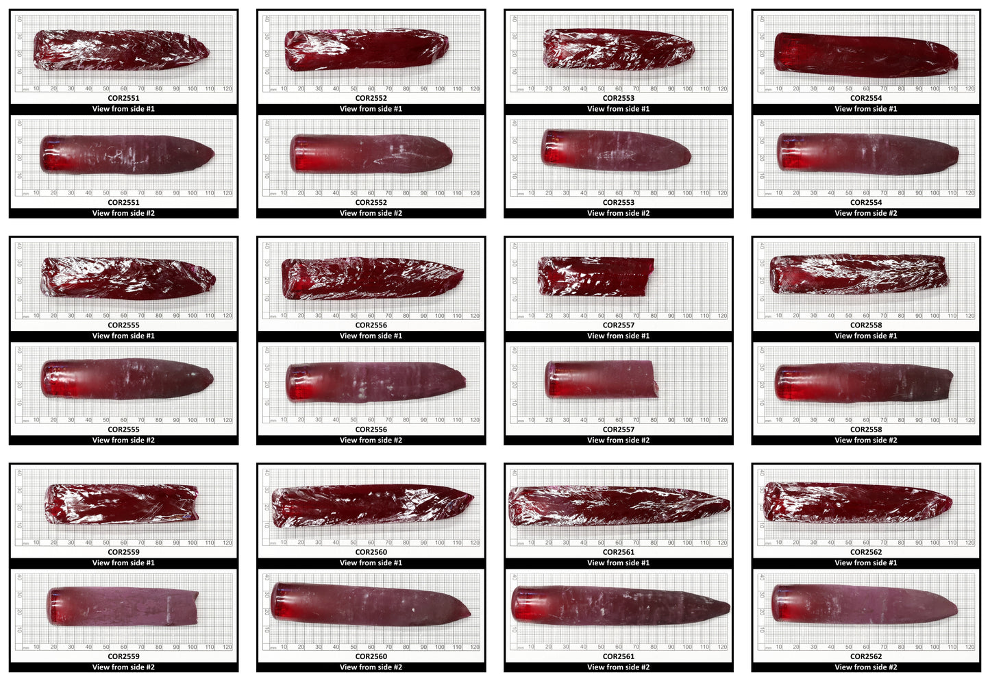 Ruby Red #5 Lab Created Corundum Sapphire Faceting Rough for Gem Cutting - Various Sizes - Split Boule