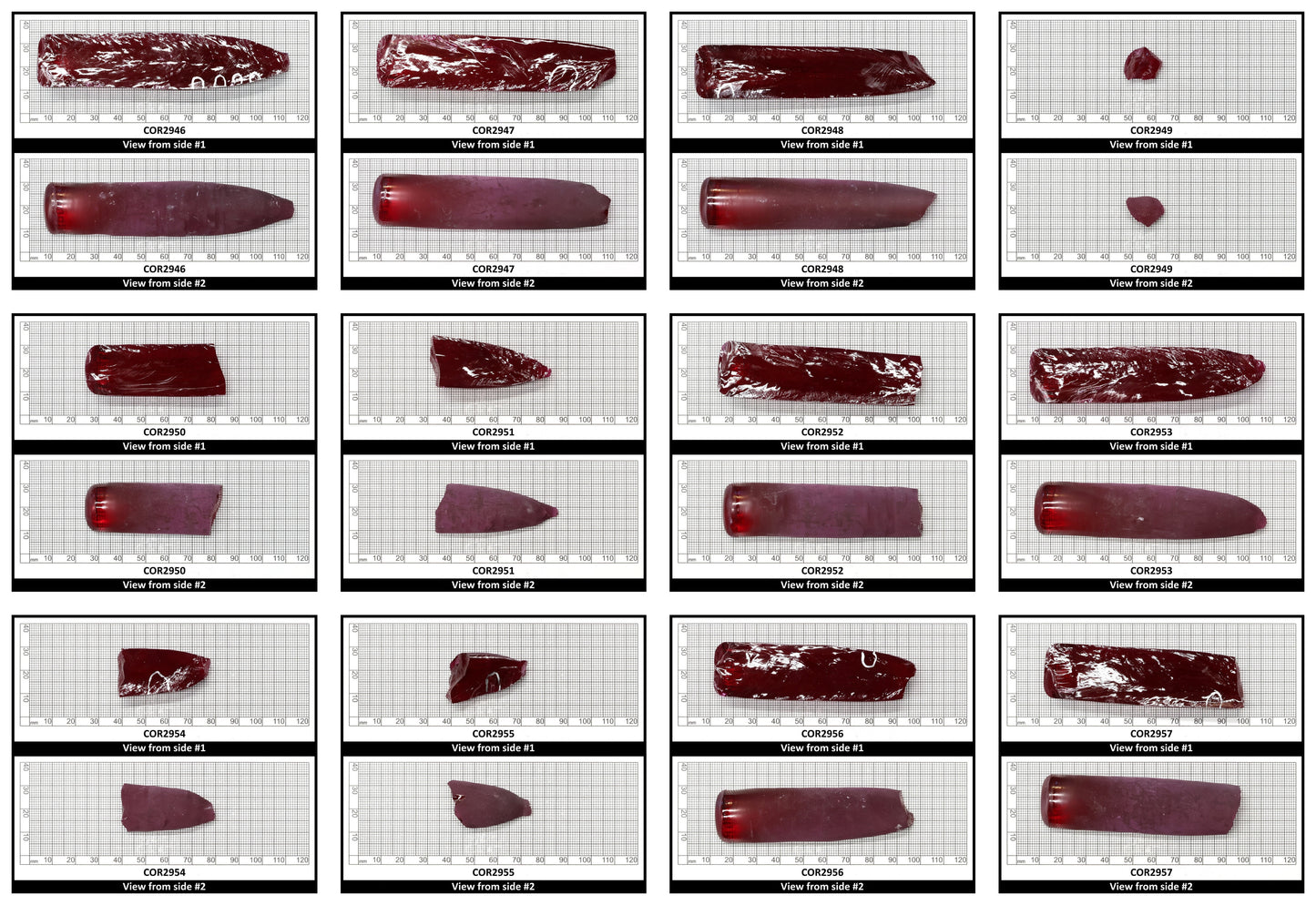 Ruby Red #5 Lab Created Corundum Sapphire Faceting Rough for Gem Cutting - Various Sizes - Split Boule