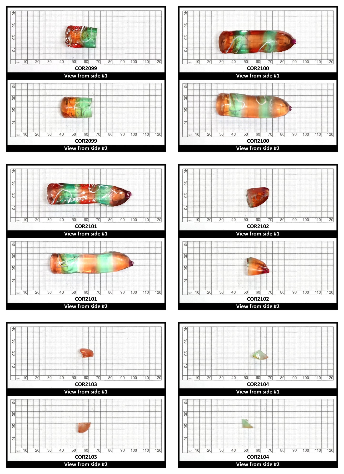 Padparadscha/Green Bi-Color Lab Created Corundum Sapphire Faceting Rough for Gem Cutting - Various Sizes - Split Boule