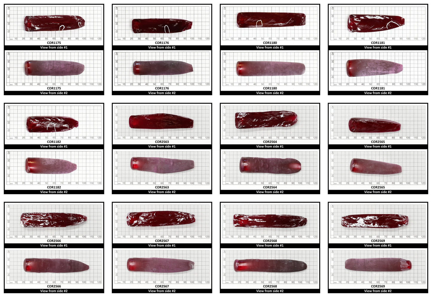 Dark Ruby Red #6 Lab Created Corundum Sapphire Faceting Rough for Gem Cutting - Various Sizes - Split Boule