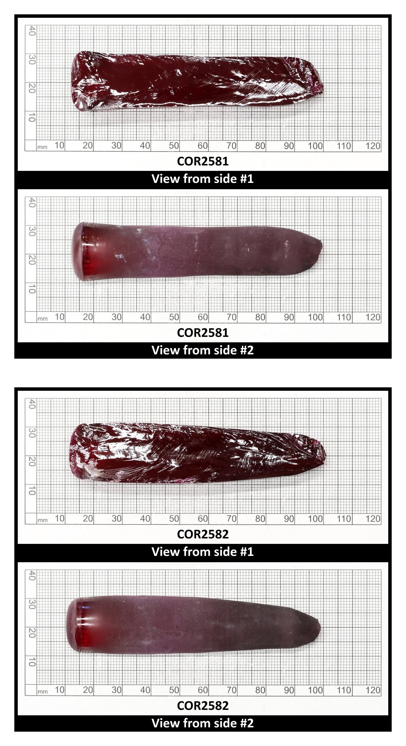 Medium Dark Ruby Red #7 Lab Created Corundum Sapphire Faceting Rough for Gem Cutting - Various Sizes - Split Boule