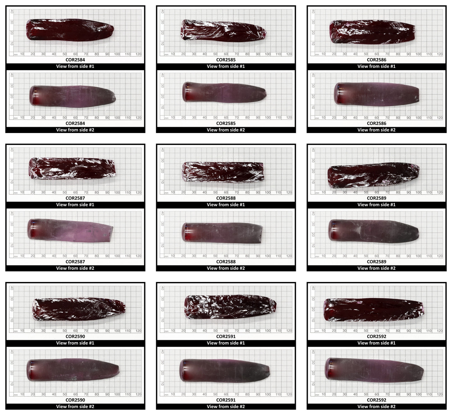 Dark Ruby Red #8 Lab Created Corundum Sapphire Faceting Rough for Gem Cutting - Various Sizes - Split Boule