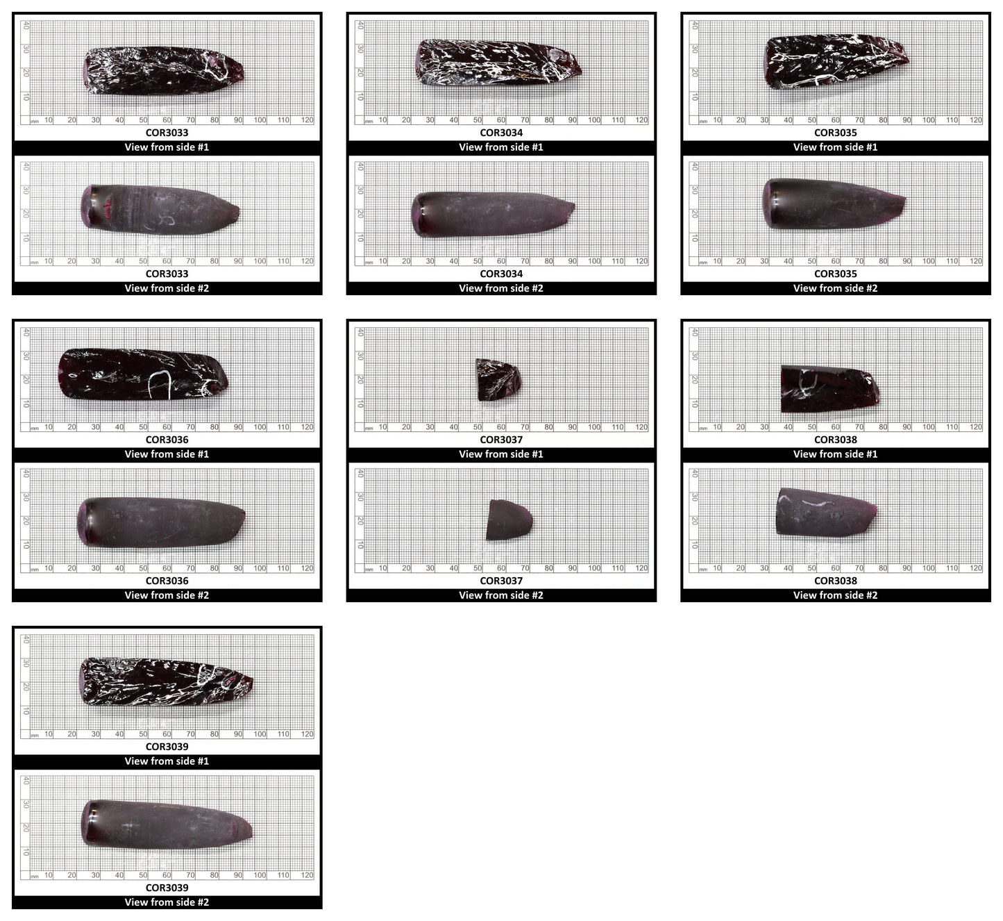 Very Dark Ruby Red #9 Lab Created Corundum Sapphire Faceting Rough for Gem Cutting - Various Sizes - Split Boule