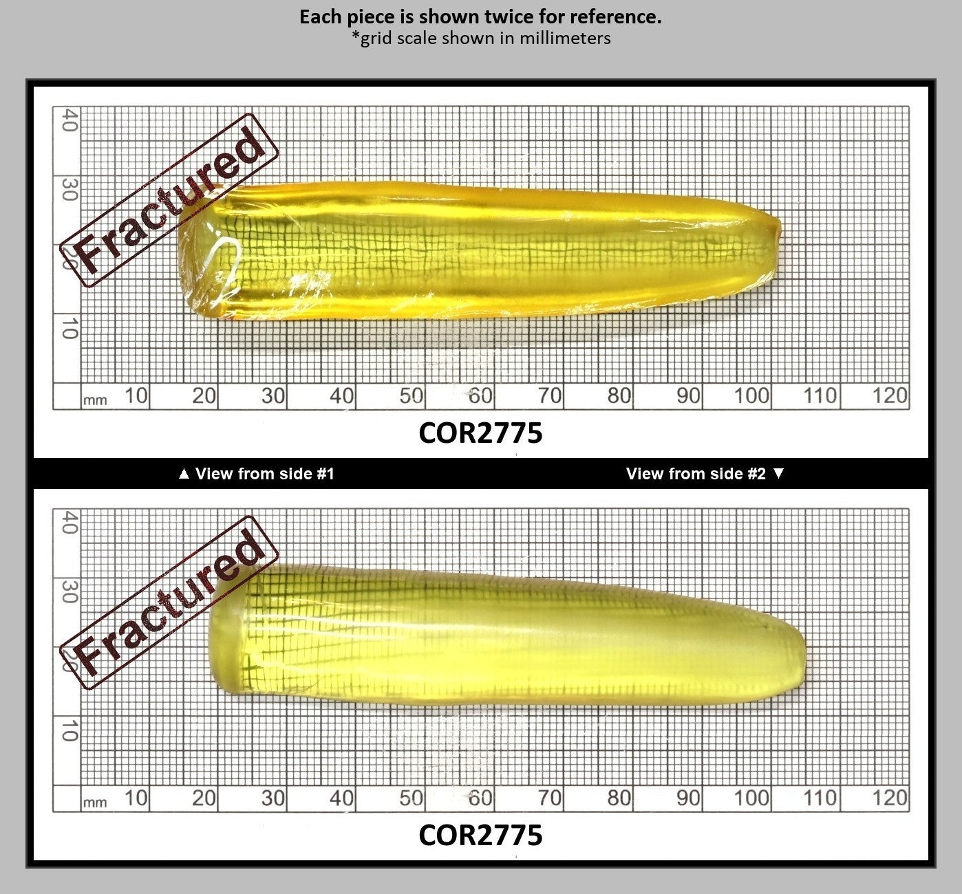 Yellow Topaz #20 Lab Created Corundum Sapphire Faceting Rough for Gem Cutting - Various Sizes - Split Boule : COR2775