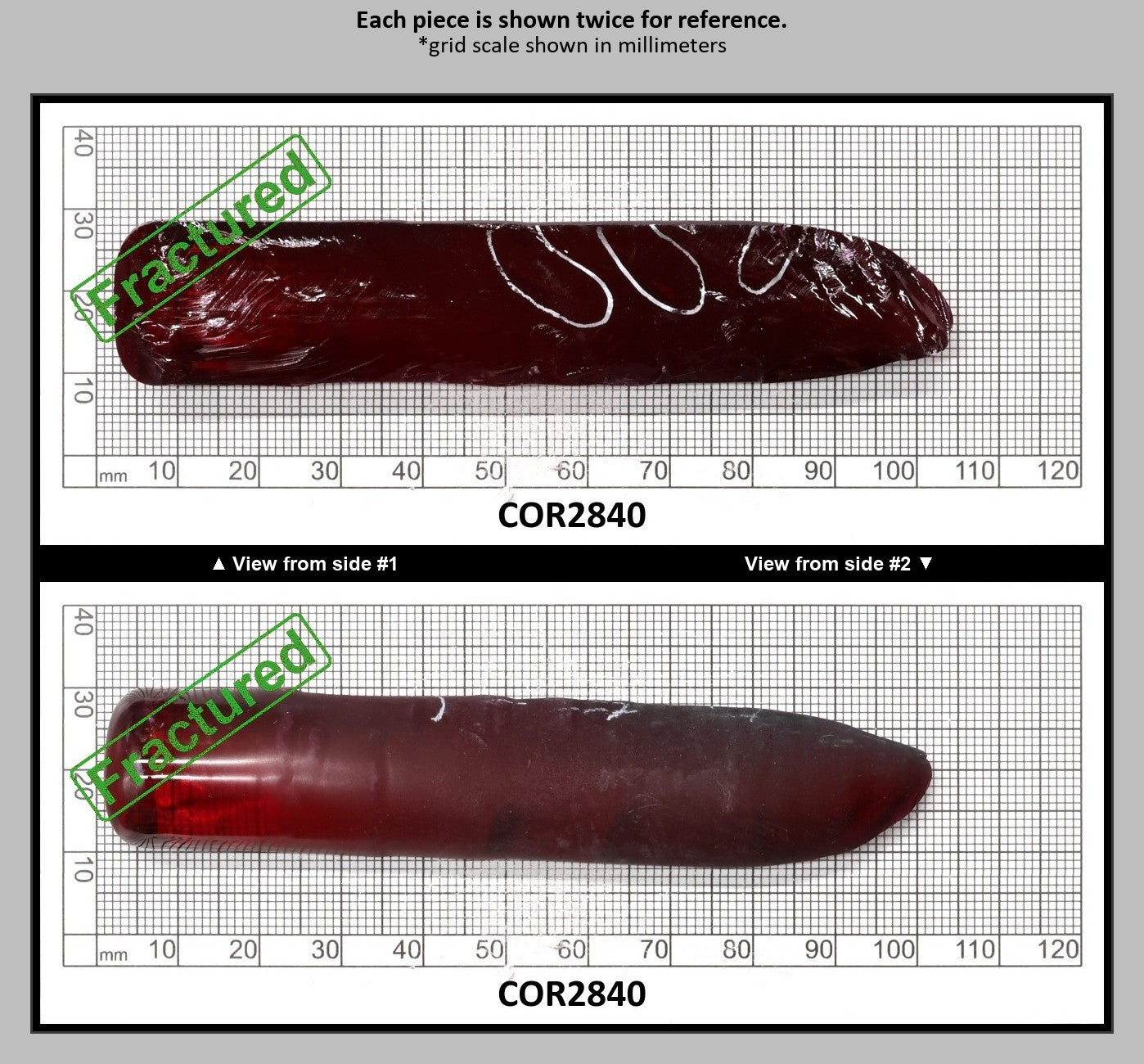 Medium Dark Ruby Red #7 Lab Created Corundum Sapphire Faceting Rough for Gem Cutting - Various Sizes - Split Boule : COR2840