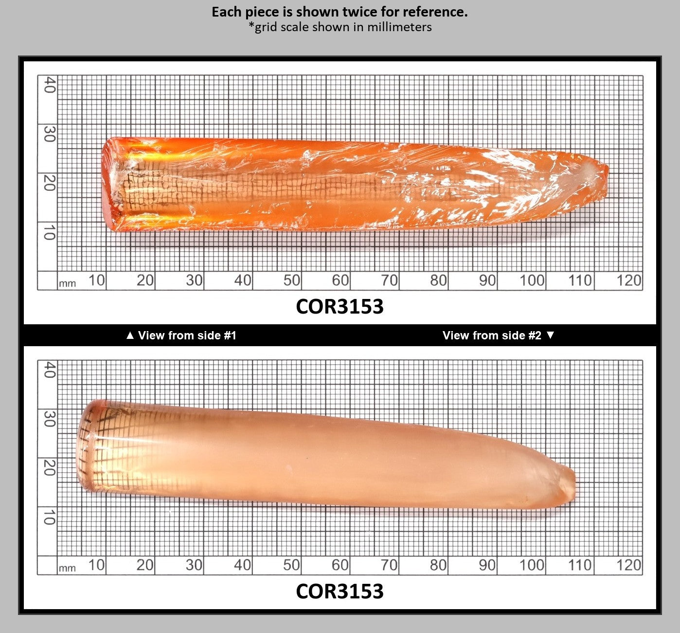 Sunrise #16 Lab Created Corundum Sapphire Faceting Rough for Gem Cutting - Various Sizes - Split Boule : COR3153
