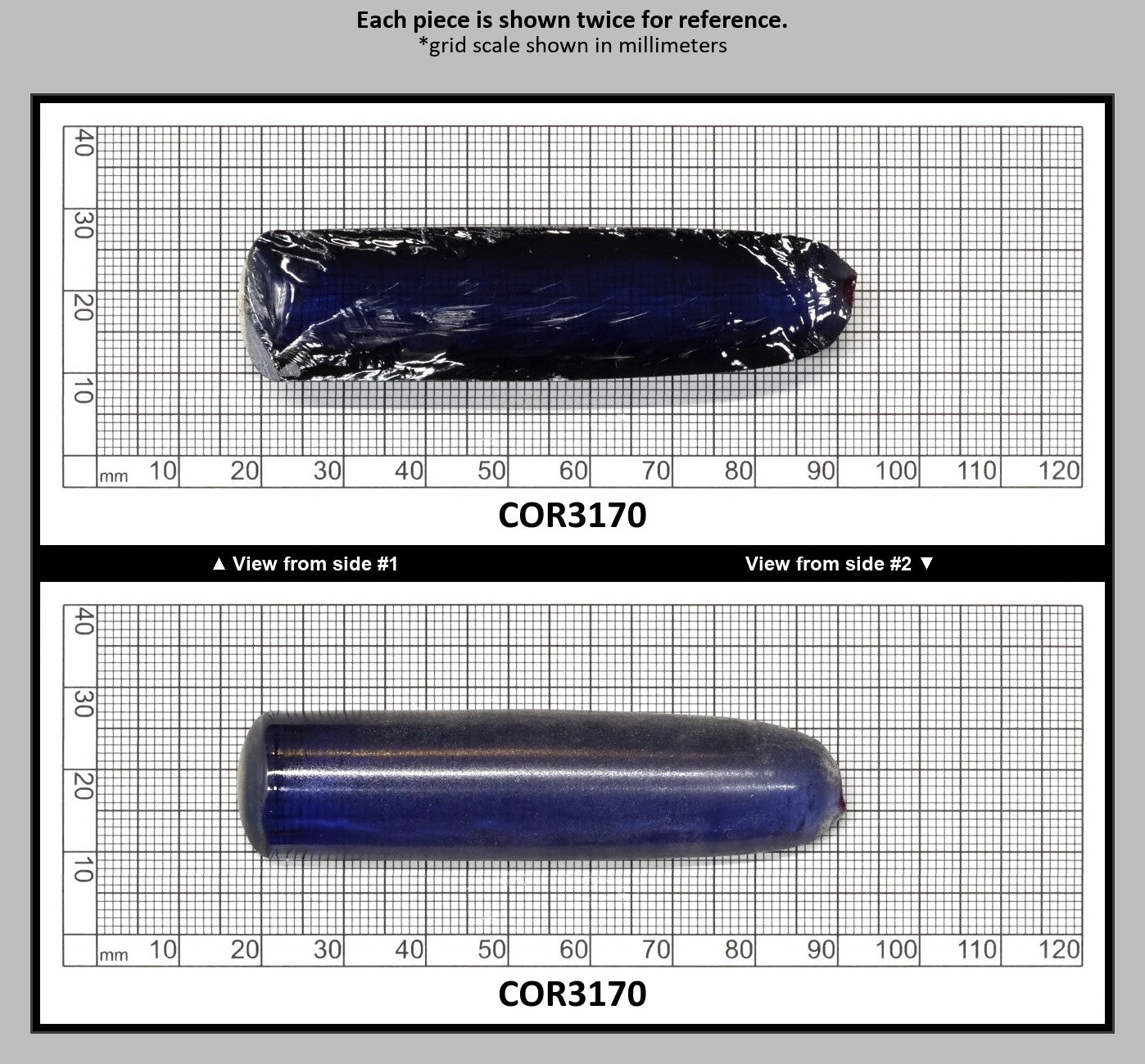 Montana Blue #31 Lab Created Corundum Sapphire Faceting Rough for Gem Cutting - Various Sizes - Split Boule : COR3170