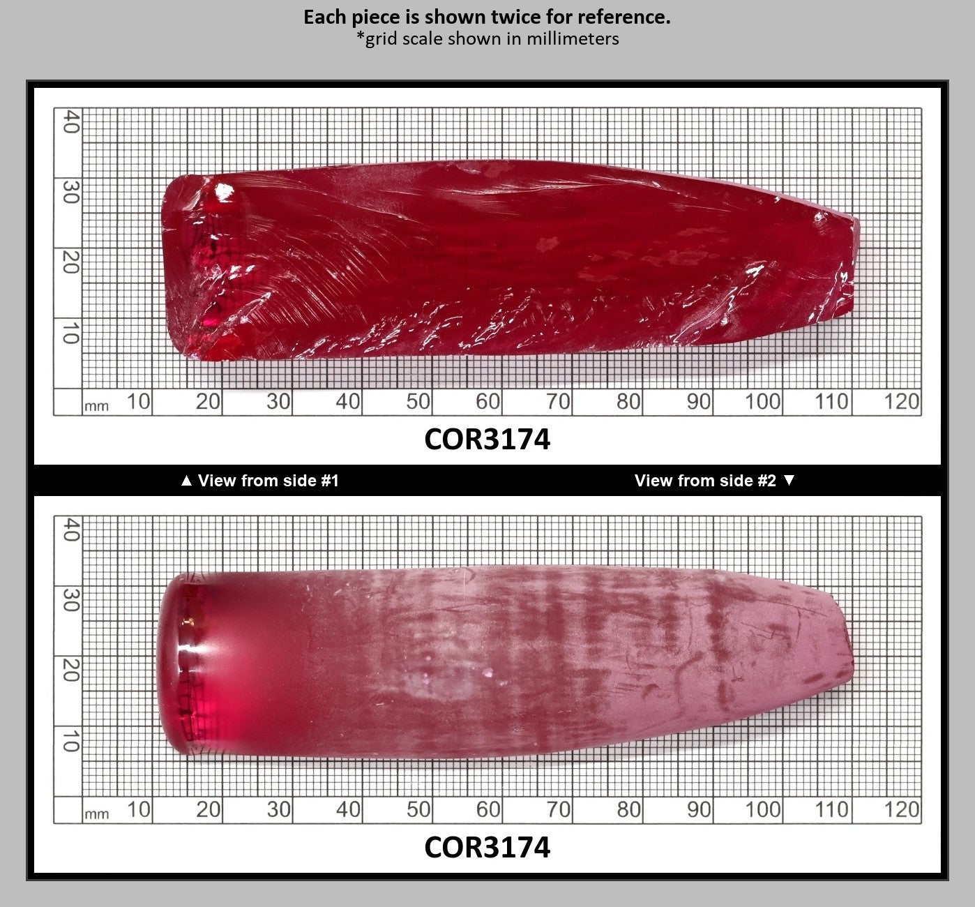 Vivid Pink #3 Lab Created Corundum Sapphire Faceting Rough for Gem Cutting - Various Sizes - Split Boule : COR3174