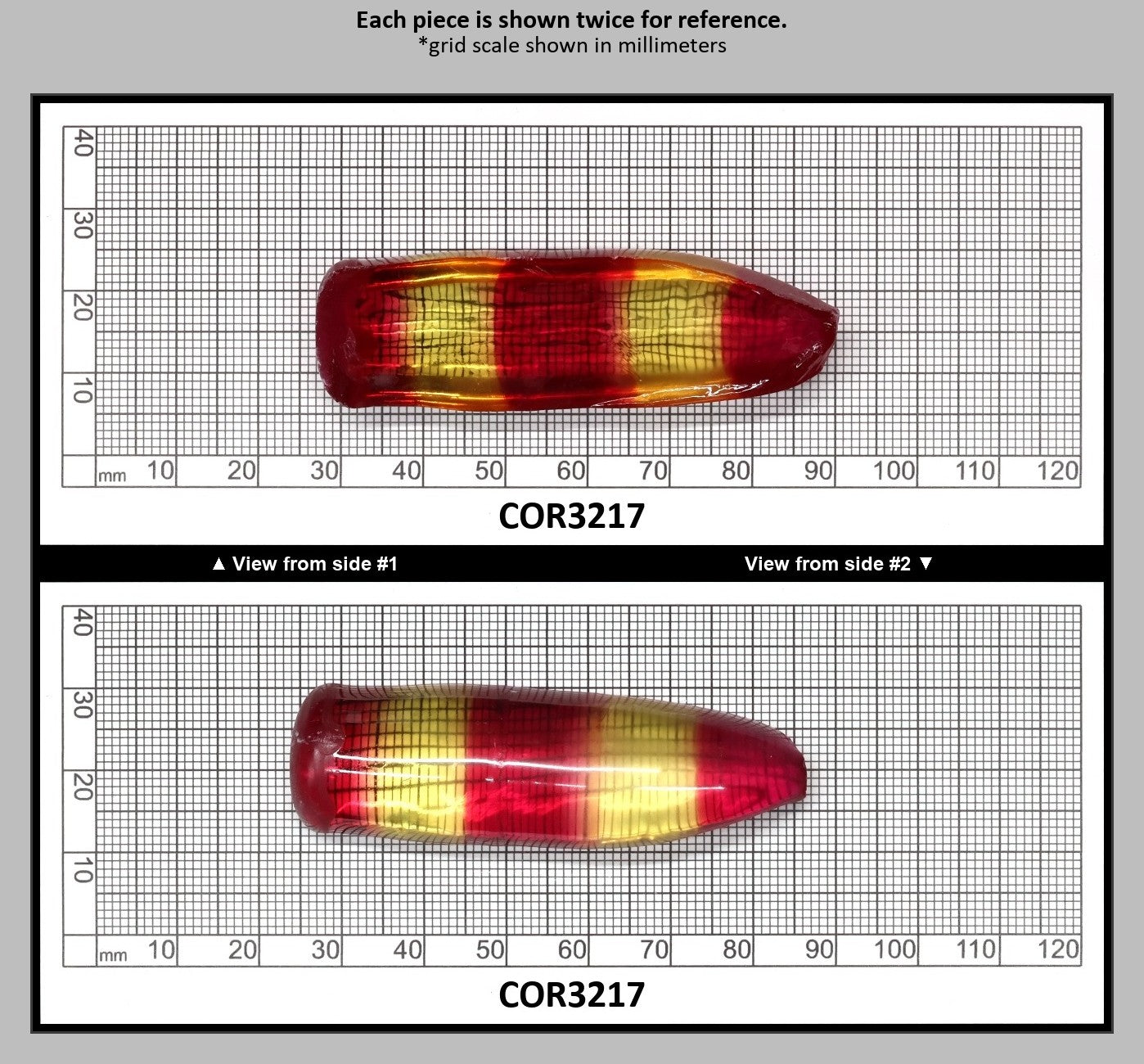 Yellow/Pink Bi-Color Lab Created Corundum Sapphire Faceting Rough for Gem Cutting - Various Sizes - Split Boule : COR3217