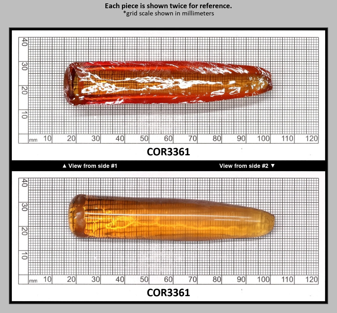 Orange #22SP Lab Created Corundum Faceting Rough for Gem Cutting - Various Sizes - Split Boule : COR3361