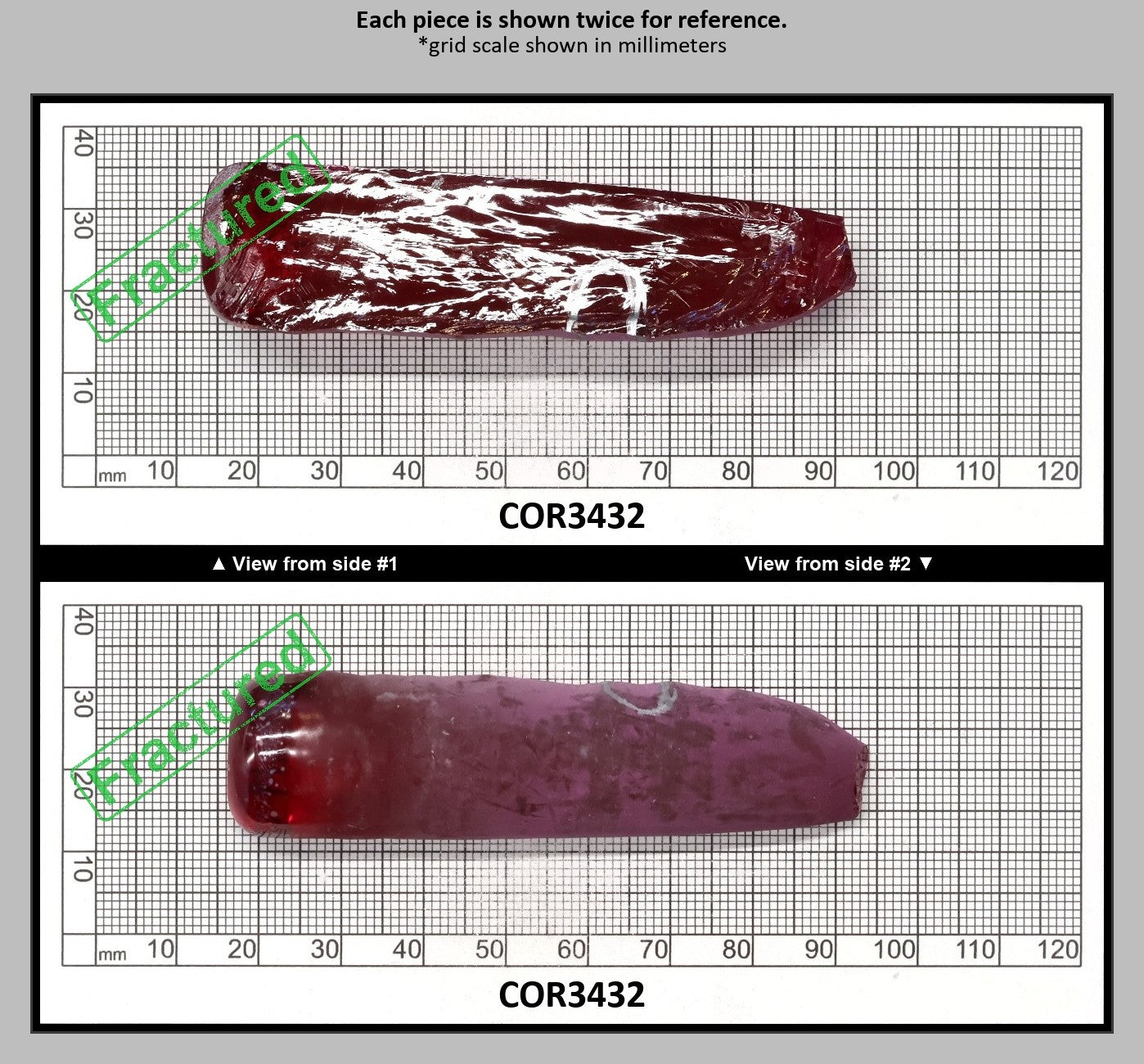 Dark Pink #4 Lab Created Corundum Sapphire Faceting Rough for Gem Cutting - Various Sizes - Split Boule : COR3432