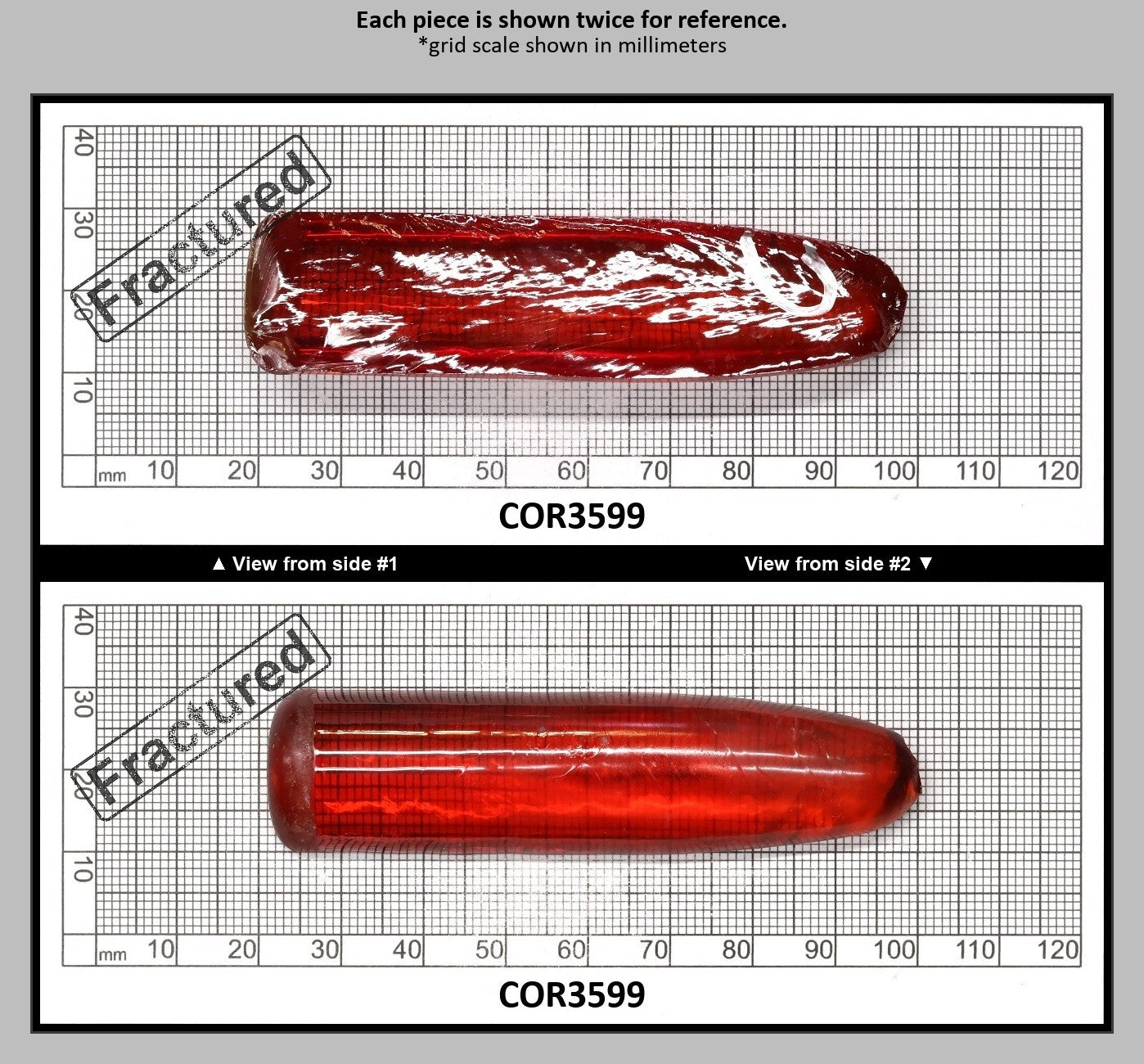 Padparadscha #55SP Lab Created Corundum Sapphire Faceting Rough for Gem Cutting - Various Sizes - Split Boule : COR3599