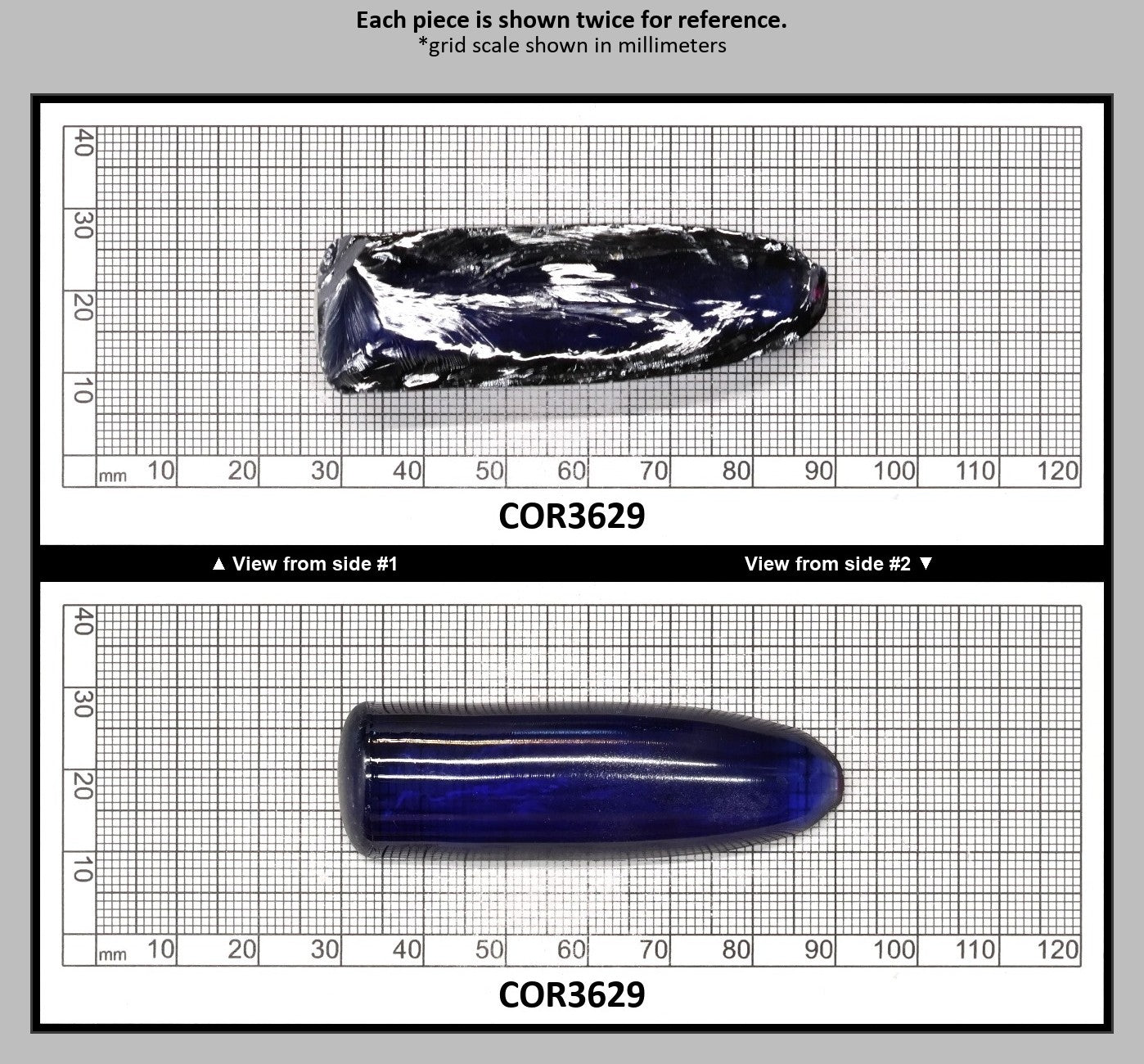 Medium Blue #33 Lab Created Corundum Sapphire Faceting Rough for Gem Cutting - Various Sizes - Split Boule : COR3629