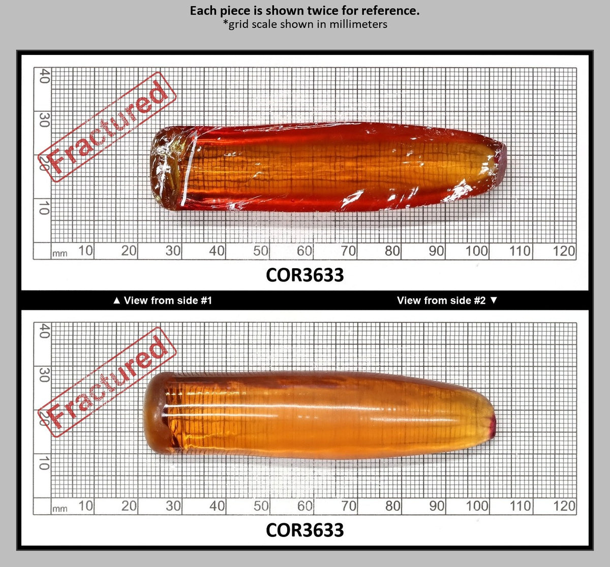 Orange #22SP Lab Created Corundum Faceting Rough for Gem Cutting - Various Sizes - Split Boule : COR3633