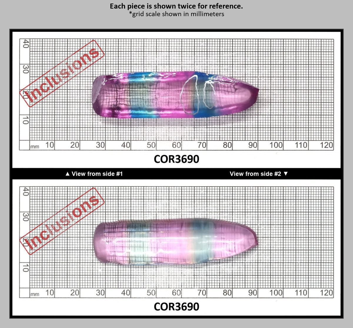 Paraiba/Peach Bi-Color #P/#18 Lab Created Corundum Sapphire Faceting Rough : COR3690