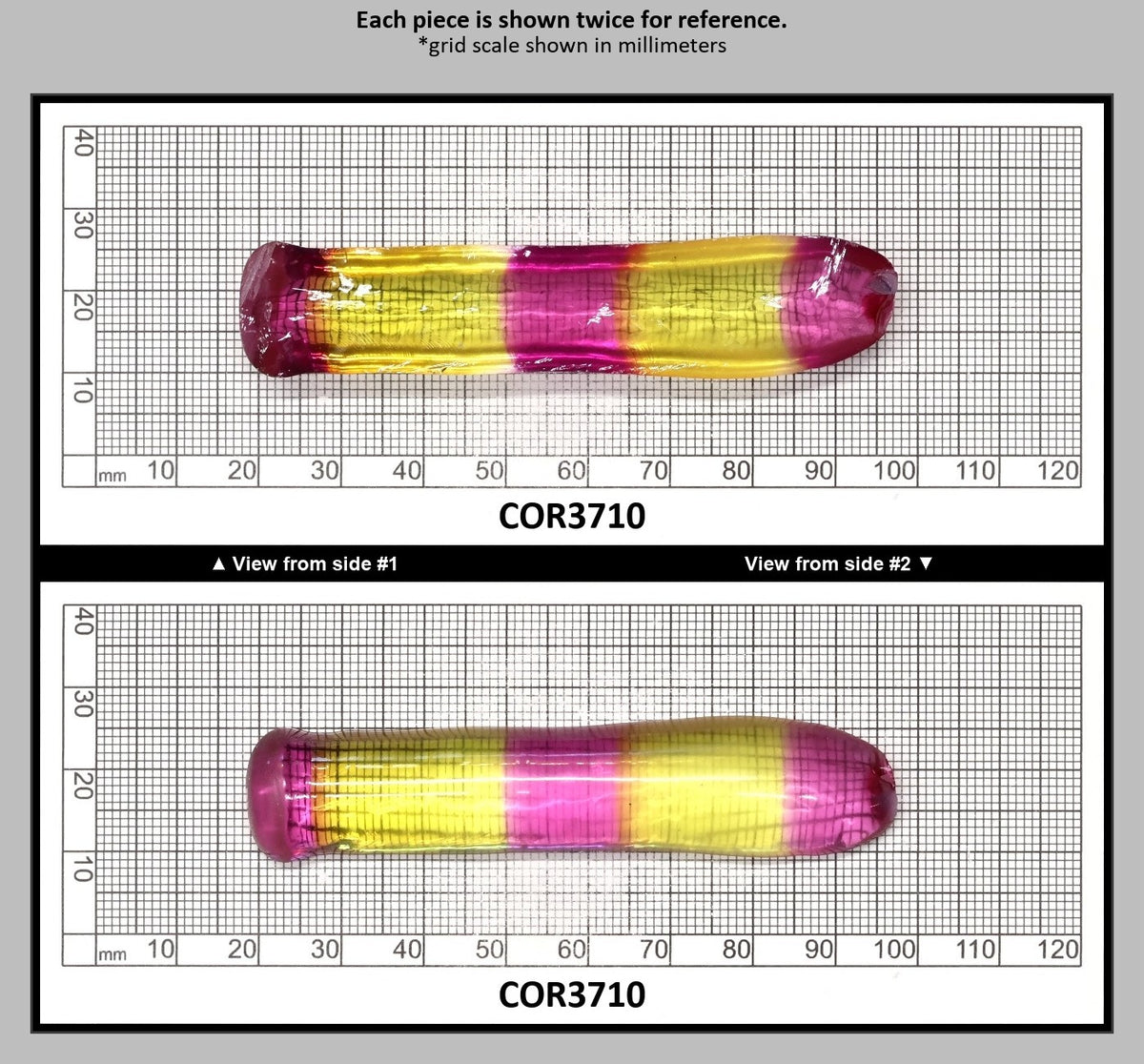 Yellow/Purple Bi-Color #20/#65 Lab Created Corundum Sapphire Faceting Rough : COR3710