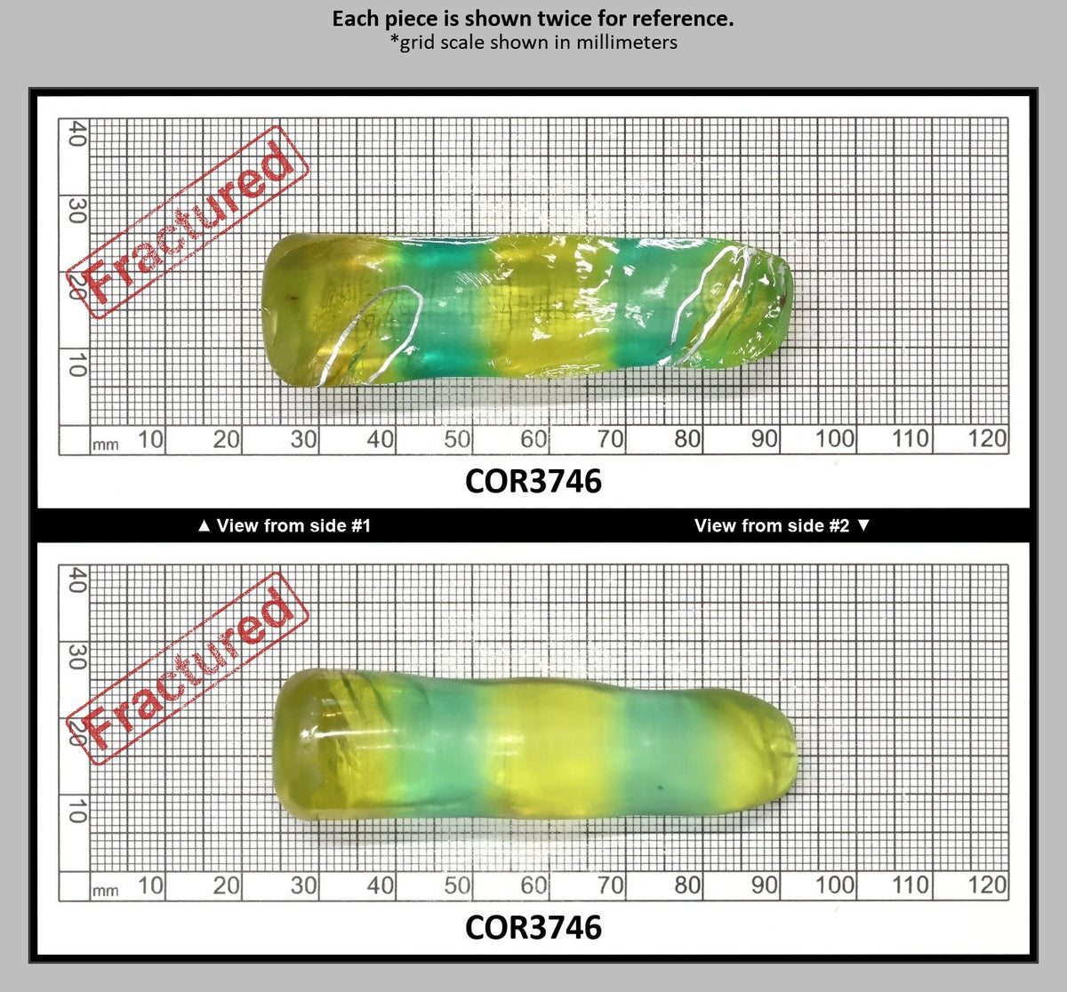 Yellow/Green Bi-Color Lab Created Corundum Sapphire Faceting Rough for Gem Cutting - Various Sizes - Split Boule : COR3746