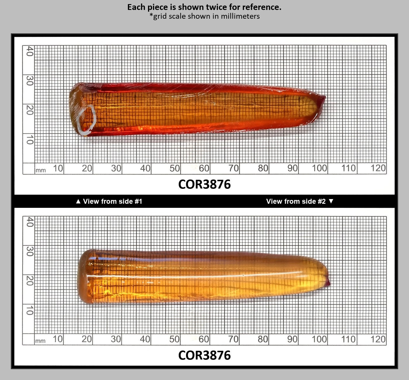 Orange #22 Lab Created Corundum Faceting Rough for Gem Cutting - Various Sizes - Split Boule : COR3876
