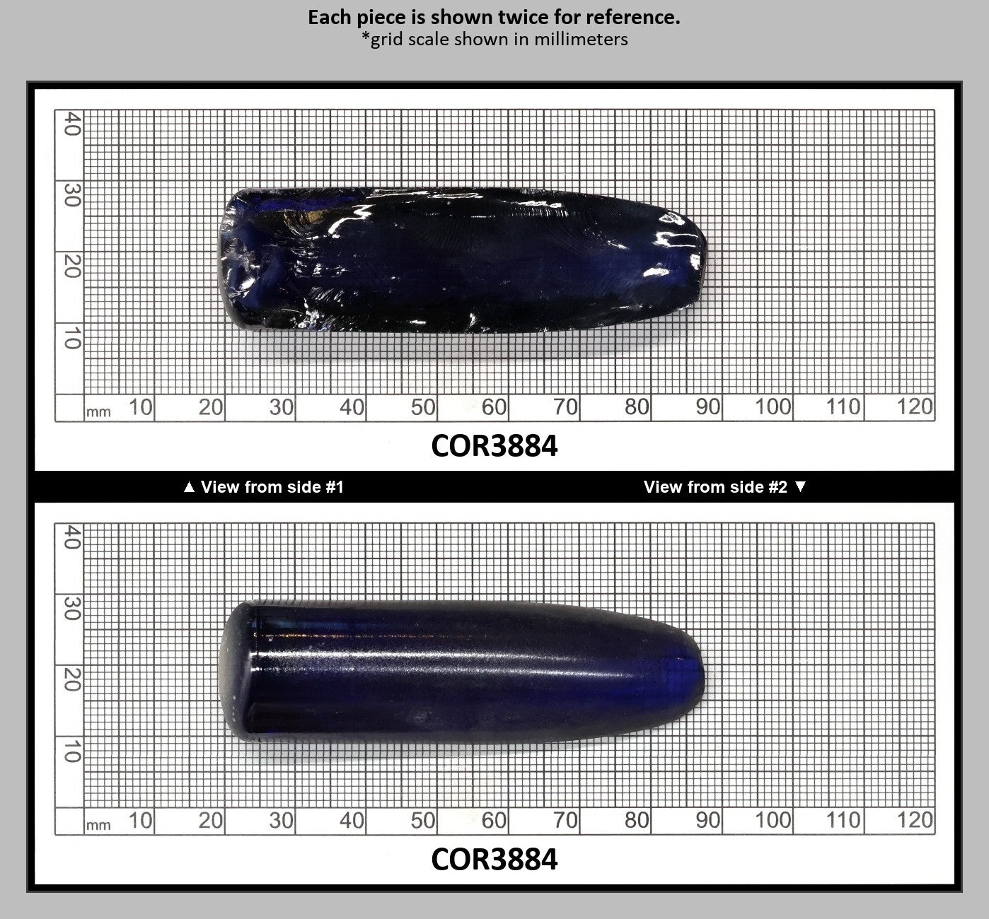 Medium Blue #33 Lab Created Corundum Sapphire Faceting Rough for Gem Cutting - Various Sizes - Split Boule : COR3884