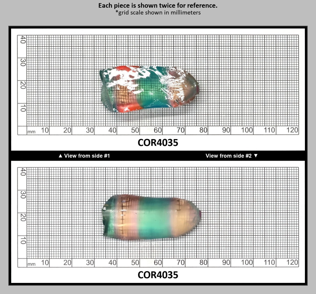Paraiba/Sunrise Bi-Color #P/#16 Lab Created Corundum Sapphire Faceting Rough : COR4035