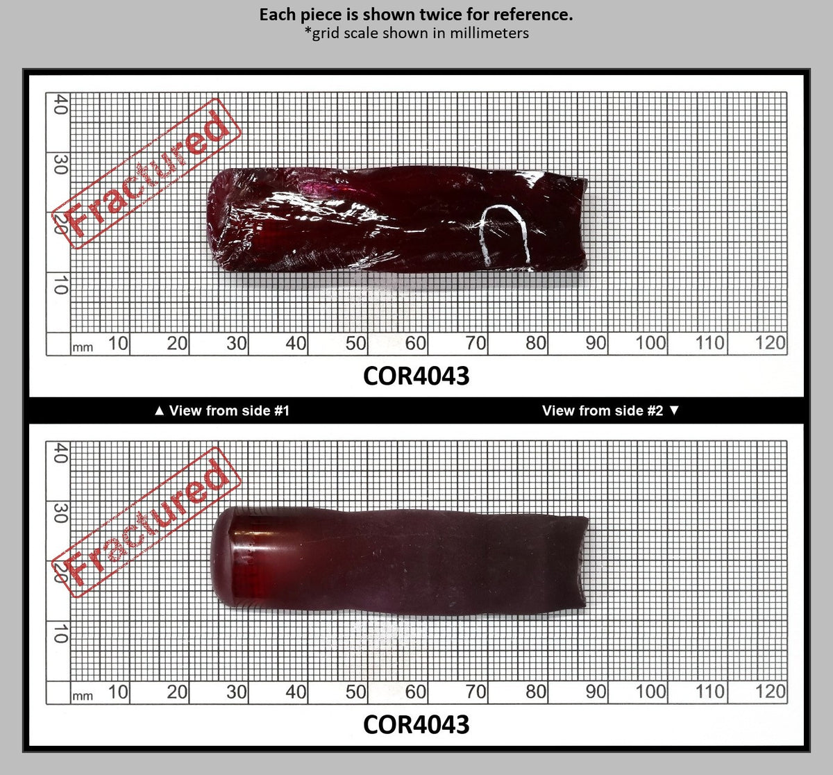 Dark Ruby Red #6 Lab Created Corundum Sapphire Faceting Rough for Gem Cutting - Various Sizes - Split Boule : COR4043