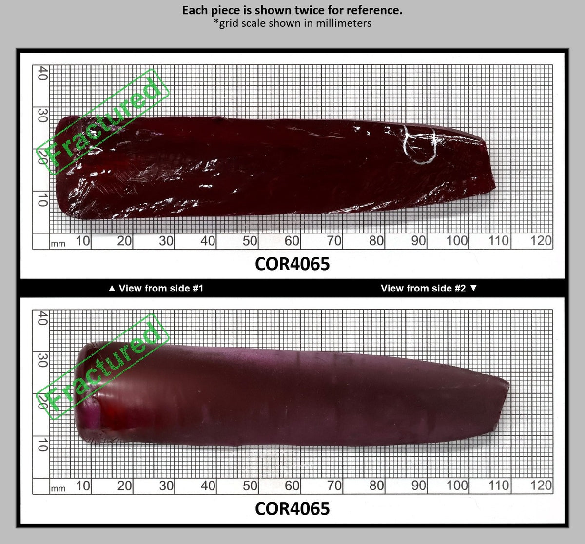 Ruby Red #5 Lab Created Corundum Sapphire Faceting Rough for Gem Cutting - Various Sizes - Split Boule : COR4065