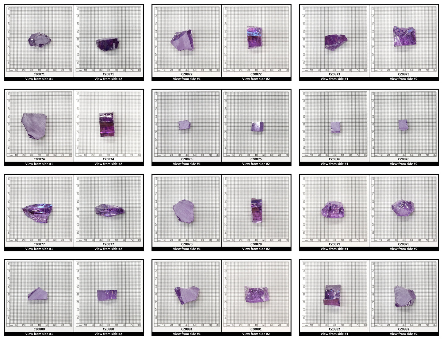 Dark Lavender Cubic Zirconia Faceting Rough for Gem Cutting - Various Sizes