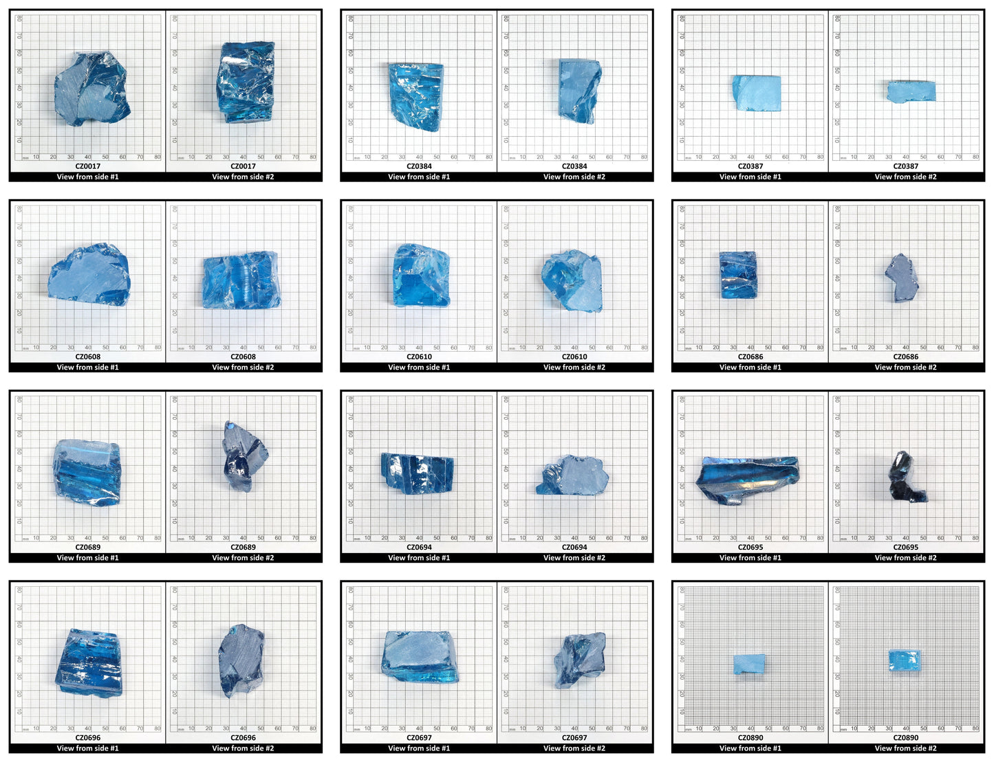 Aqua Blue Cubic Zirconia Faceting Rough for Gem Cutting - Various Sizes