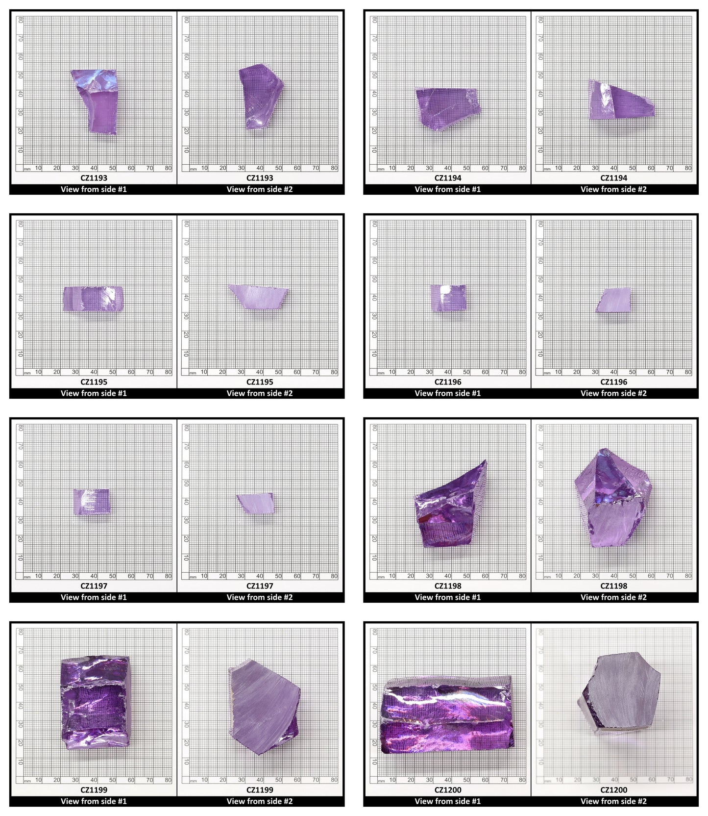 Dark Lavender Cubic Zirconia Faceting Rough for Gem Cutting - Various Sizes