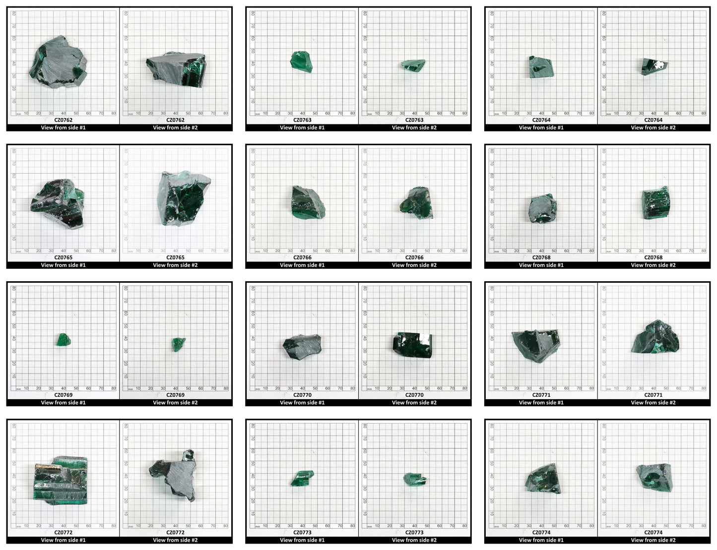 Emerald Cubic Zirconia Faceting Rough for Gem Cutting - Various Sizes