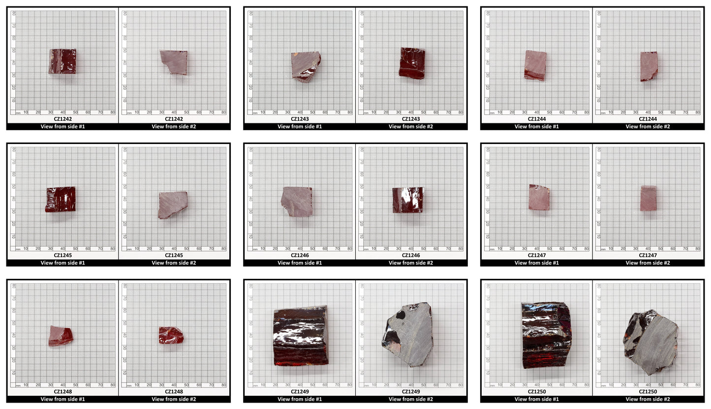 Dark Red Cubic Zirconia Faceting Rough for Gem Cutting - Various Sizes