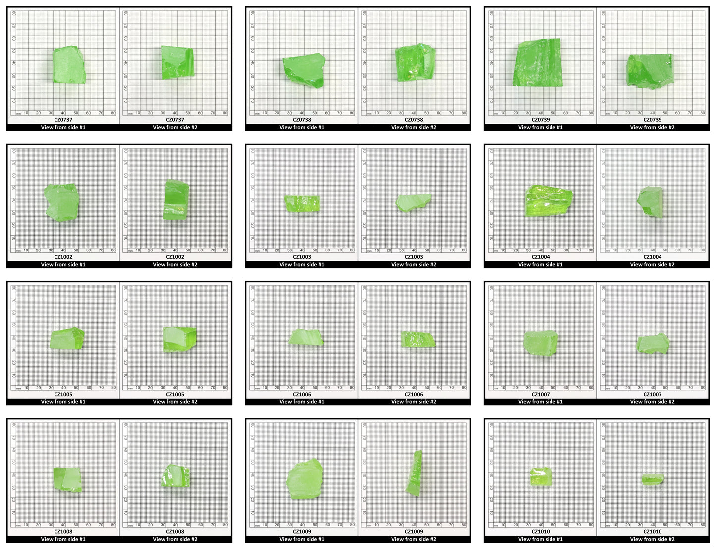 Green Apple Cubic Zirconia Faceting Rough for Gem Cutting - Various Sizes