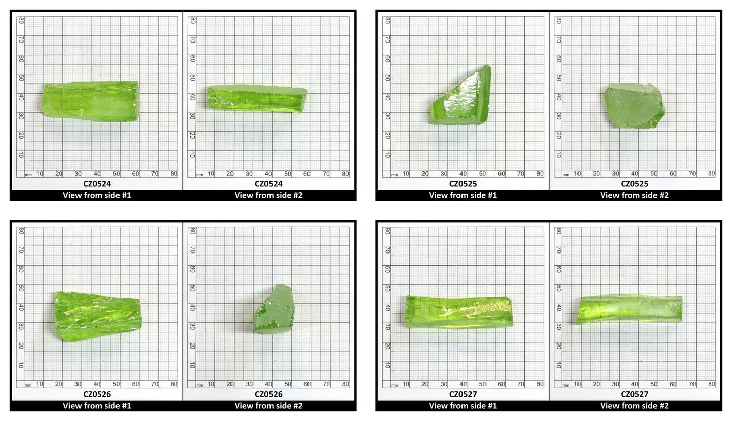 Heliodor Cubic Zirconia Faceting Rough for Gem Cutting - Various Sizes