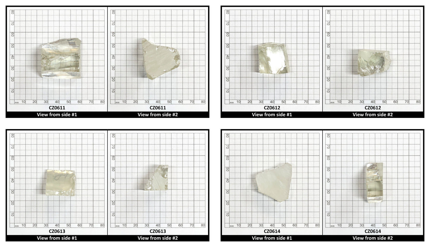Lime Diamond Cubic Zirconia Faceting Rough for Gem Cutting - Various Sizes